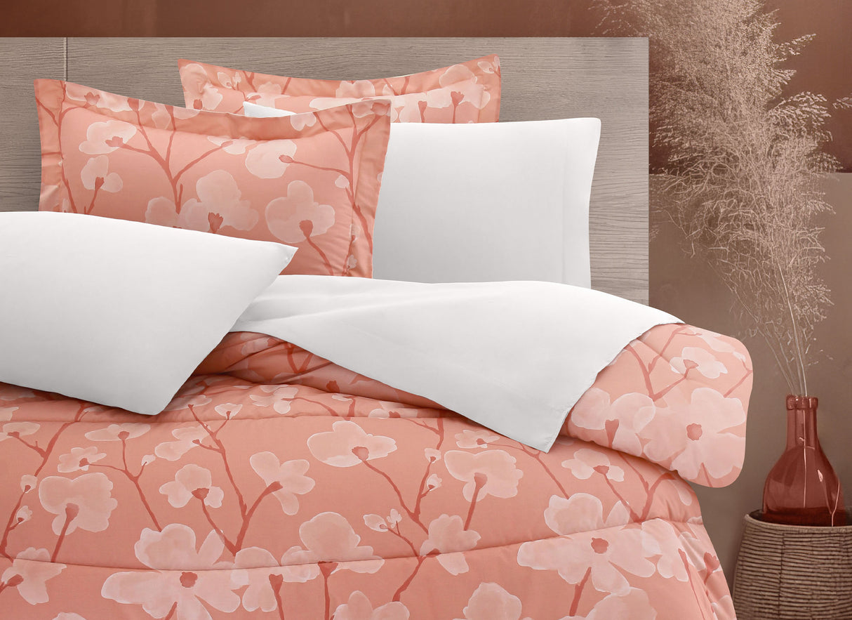 Coordinado Cindel Coral | Edredón y Fundas decorativas | 100% Algodón