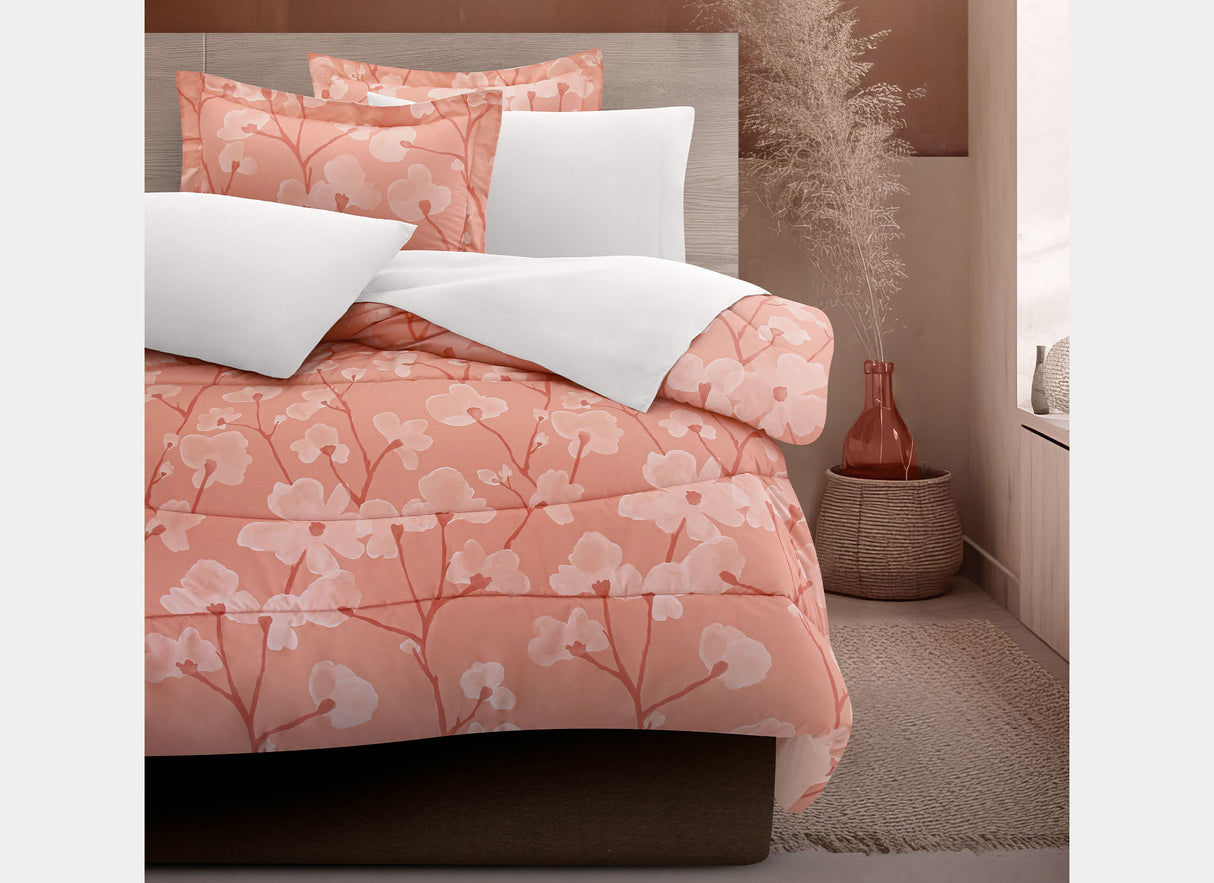 Coordinado Cindel Coral | Edredón y Fundas decorativas | 100% Algodón