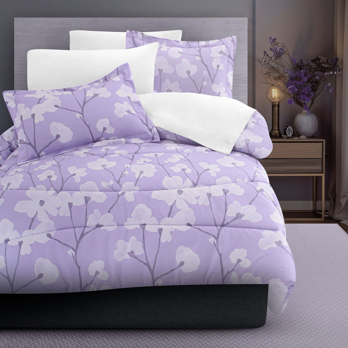 Edredón Cindel Lila con tallas de Edredón matrimonial, King size, Individual y Queen size. El descanso que mereces con Edredones Dalfiori de Microfibra