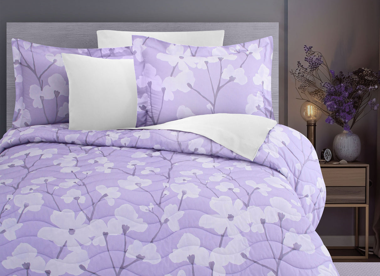 Coordinado Cindel Lila | Colcha y Fundas decorativas | 100% Algodón