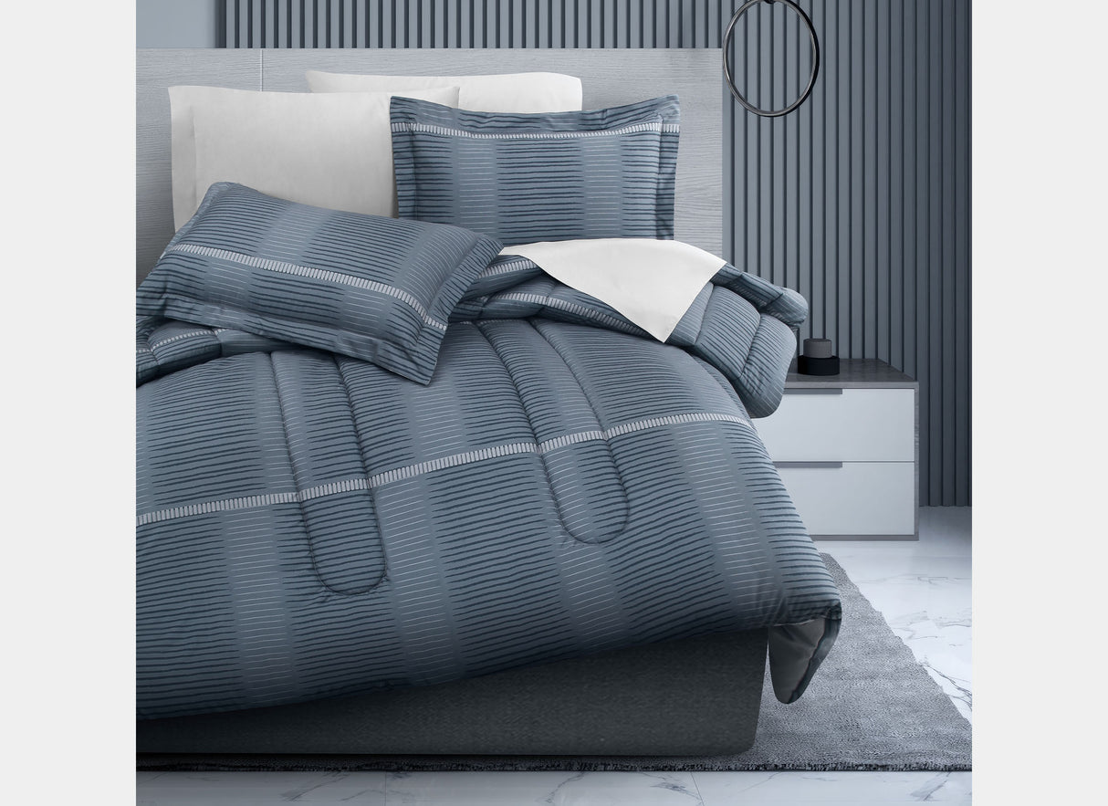 Coordinado Elide Azul | Edredón y Fundas decorativas | Microfibra Ultrasuave