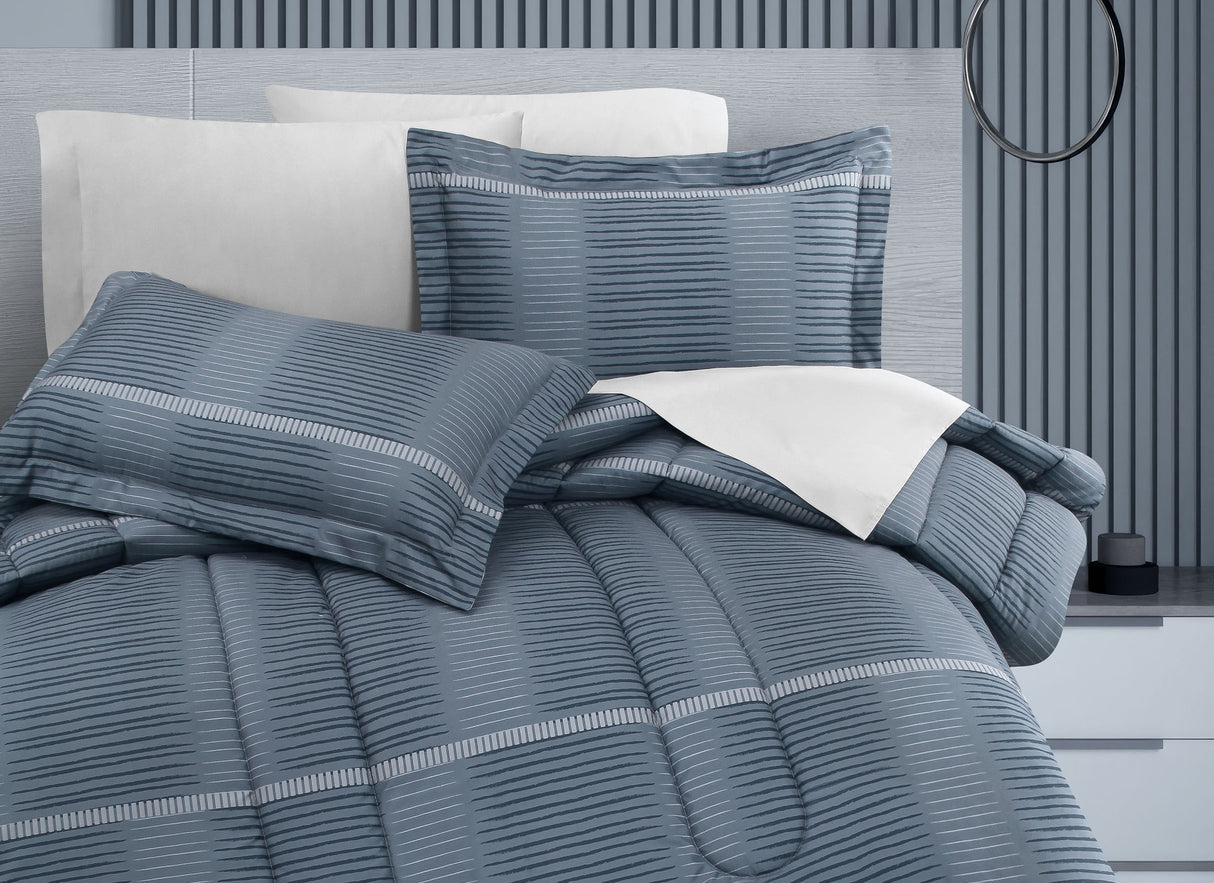 Coordinado Elide Azul | Edredón y Fundas decorativas | Microfibra Ultrasuave