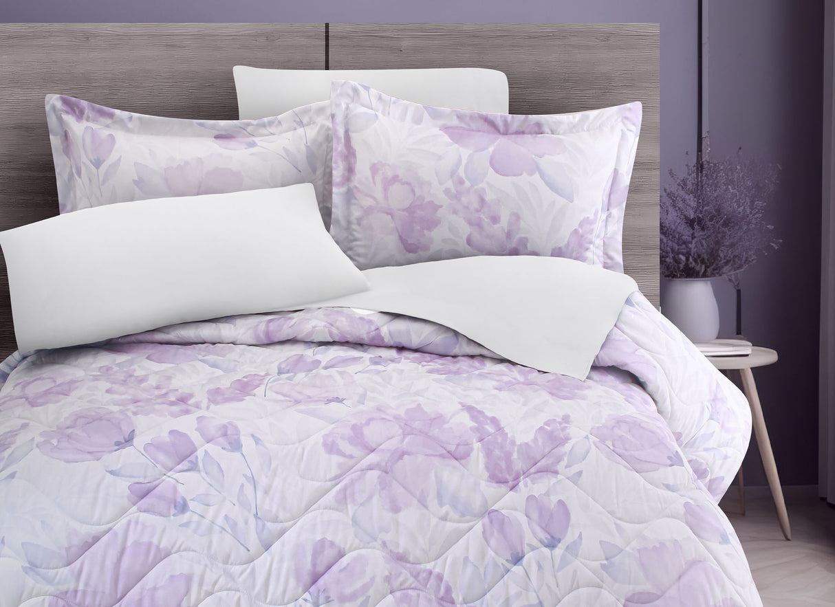 Coordinado Mauve | Colcha y Fundas decorativas | Microfibra Ultrasuave