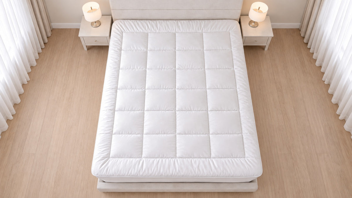 Mattress Topper de Percal 200 Hilos - King Size- Poliéster-Algodón