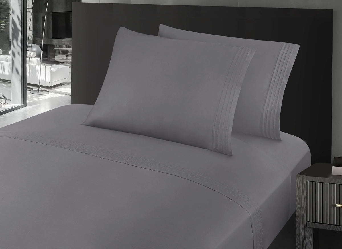 Sábanas Caliope · Gris Acero · 100% Tencel · 400 Hilos