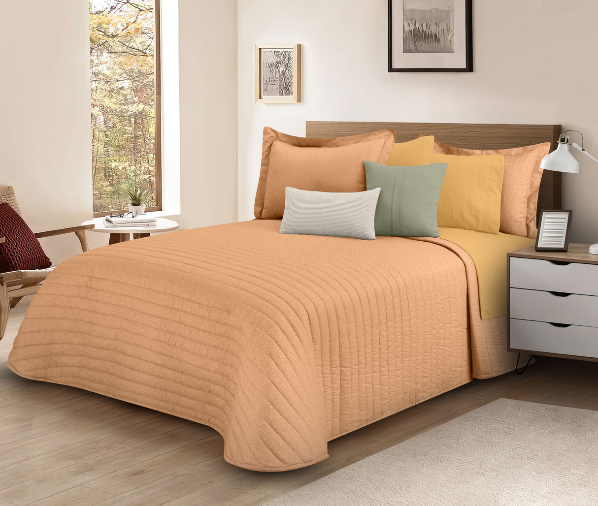 Colcha Tonalli Matrimonial Amarillo | Microfibra Ultrasuave*