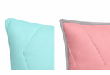 Coordinado Darby Rosa King Size | Cubre edredon y Cojines decorativos doble vista Rosa-Turquesa  45 cm. | Microfibra Ultrasuave*