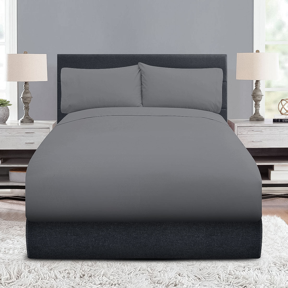 Sábanas Alix Gris Matrimonial | 100% Microfibra | Ultrasuave*