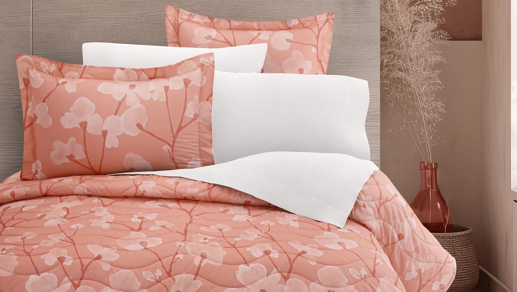 Colcha Cindel Coral | 100% Algodón