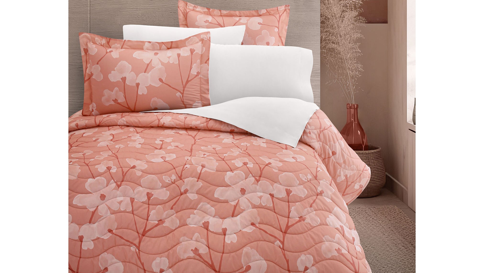 Colcha Cindel Coral | 100% Algodón