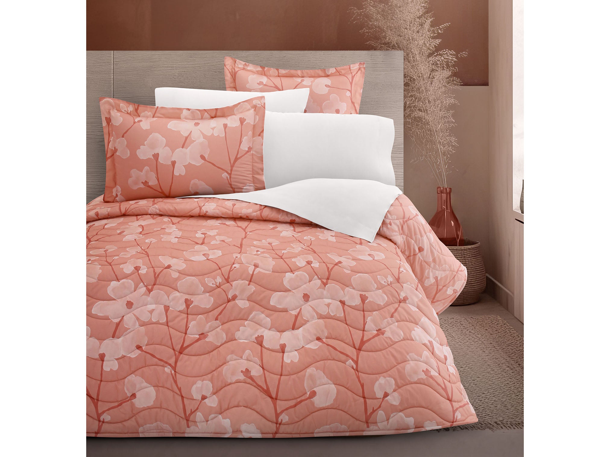 Colcha Cindel Coral | 100% Algodón