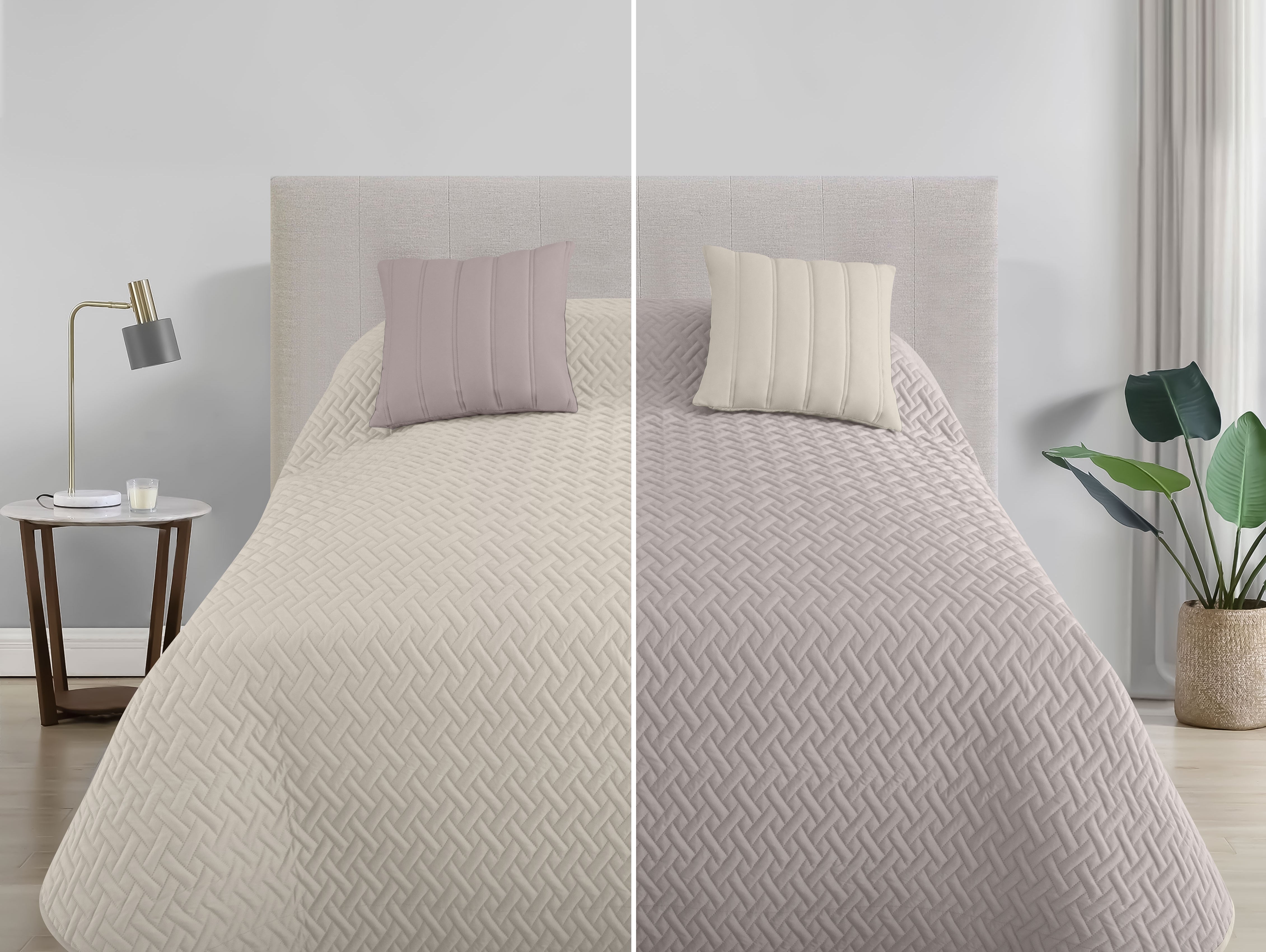 Colcha Ana Queen Gris-Lino | Microfibra Ultrasuave*