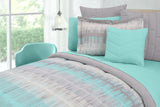 Coordinado Darby Turquesa Individual | Cubre edredón, Funda decorativa estándar y Cojín decorativo 45 cm. | Microfibra Ultrasuave*