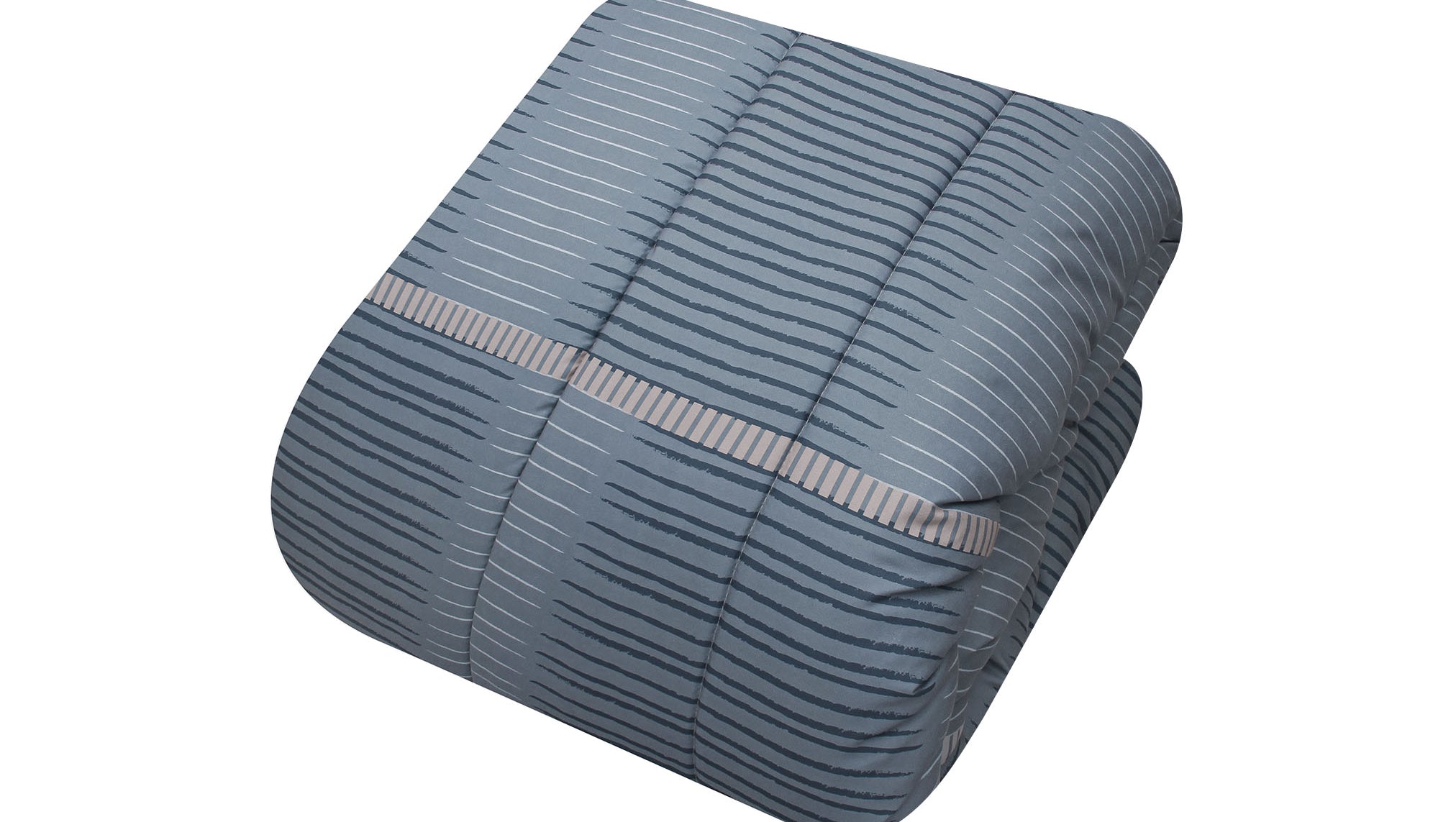 Edredón Elide Azul doblado de color azul tenemos tallas de edredón matrimonial, King size, Individual y Queen size. El descanso que mereces con Edredones Dalfiori de Microfibra 