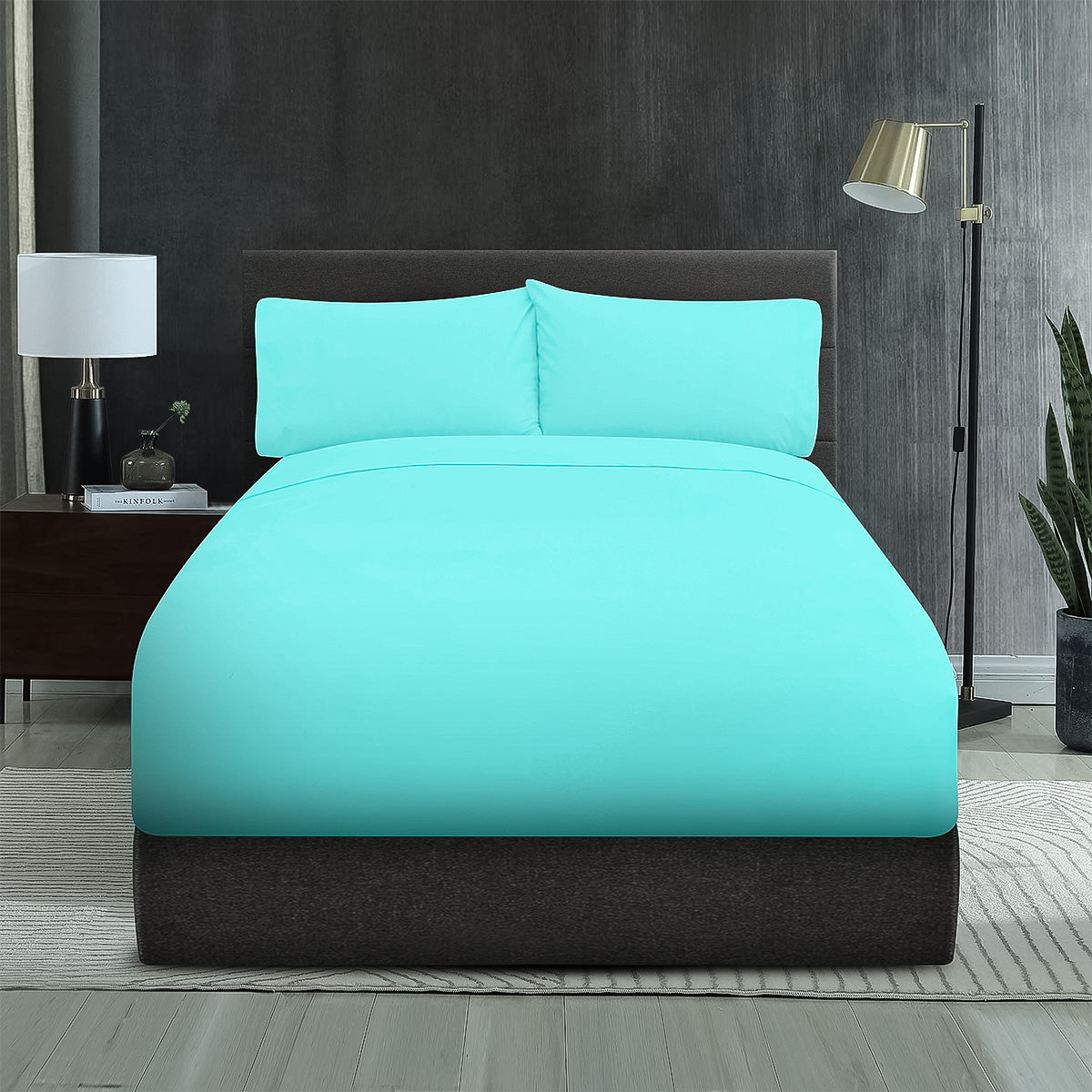 Sábanas Lucca King Aqua Minta | 100% Algodón | Fina Muselina de 144 hilos*