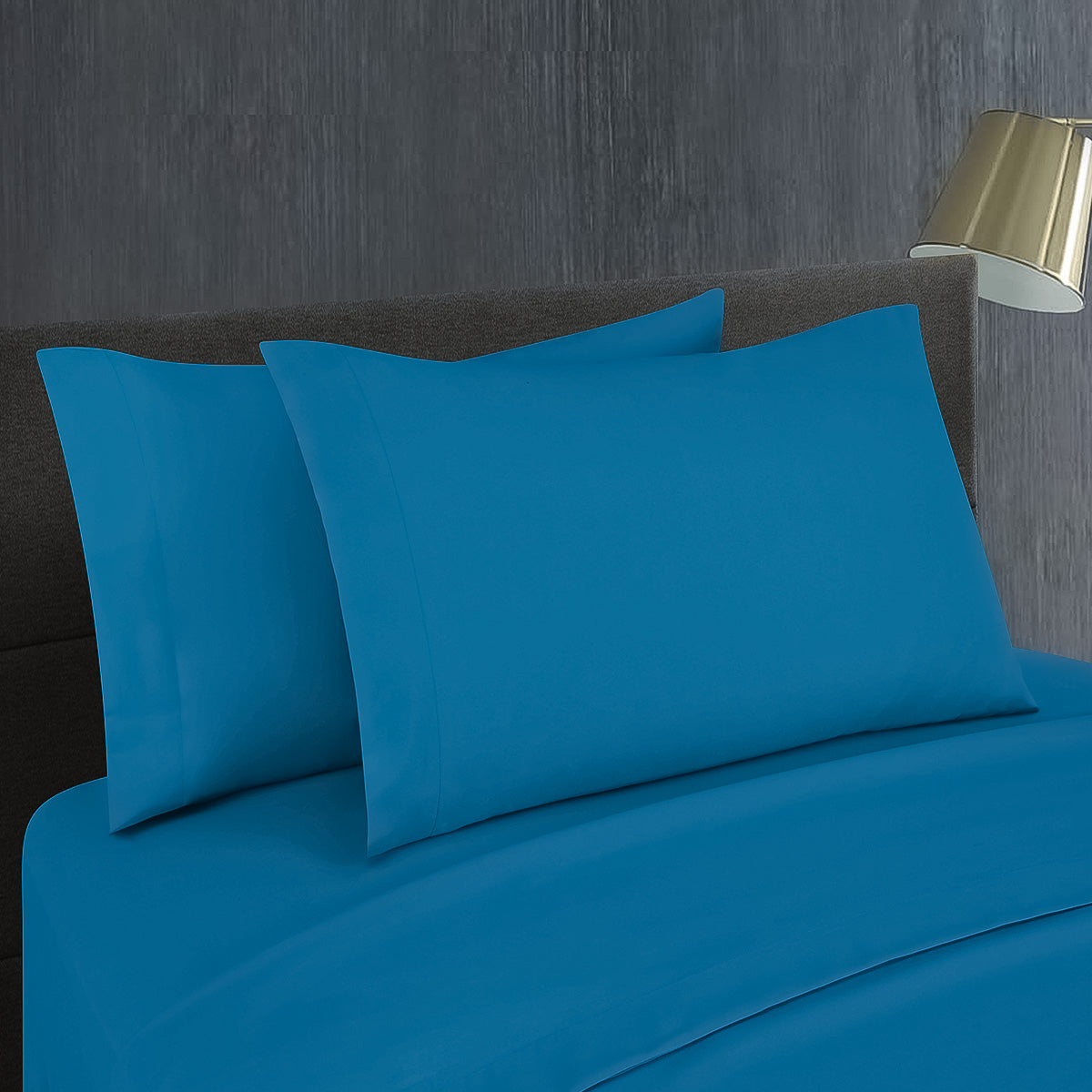 Sábanas Lucca Matrimonial Azul Vitale | 100% Algodón | Fina Muselina de 144 hilos*