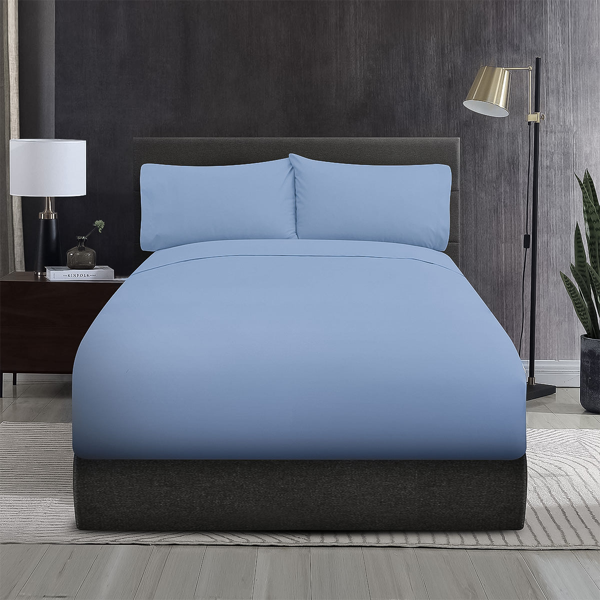 Sábanas Lucca Individual Azul Vizcaya | 100% Algodón | Fina Muselina de 144 hilos*