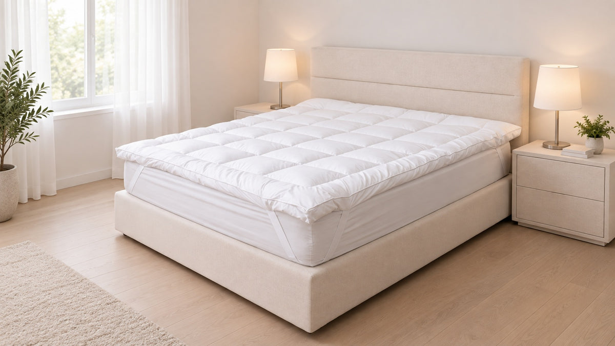Mattress Topper de Percal 200 Hilos - King Size- Poliéster-Algodón