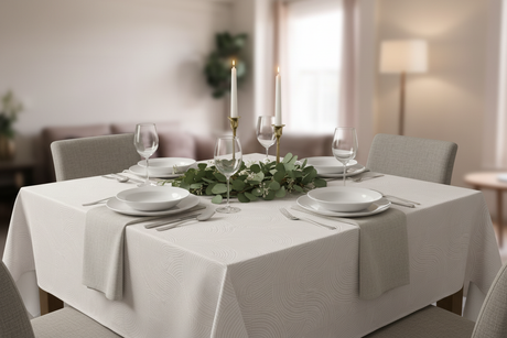 Cena para cuatro con candelabros y eucalipto