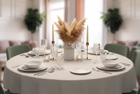 Cena para cuatro con velas y pampas