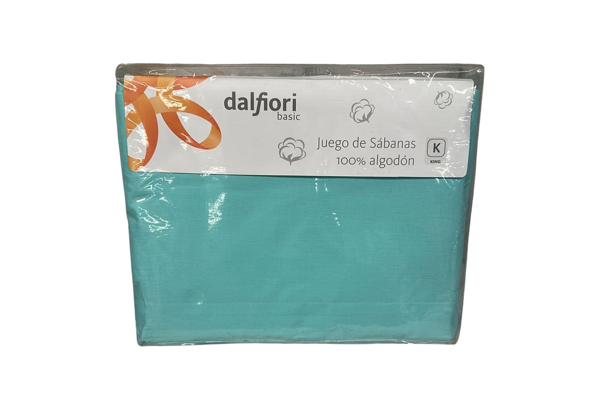 Sábanas Lucca King Aqua Minta | 100% Algodón | Fina Muselina de 144 hilos*