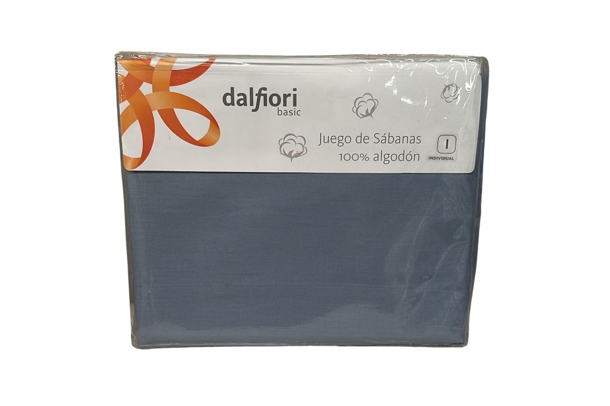 Sábanas Lucca Individual Azul Vizcaya | 100% Algodón | Fina Muselina de 144 hilos*