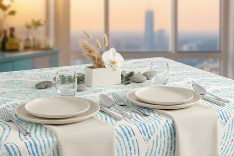 Mantel olas azules mesa cuadrada