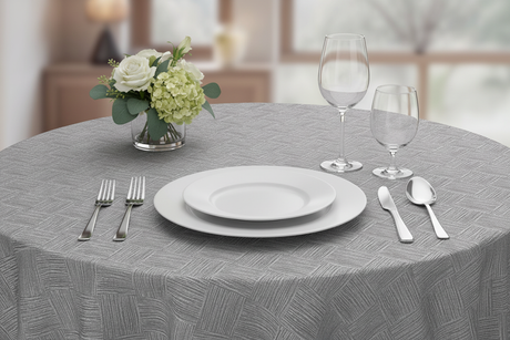 Mesa circular Baden con vajilla