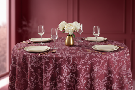 Mesa circular peonías marfil