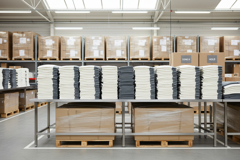 Productos terminados listos para despacho - Ambiente de producción ordenado