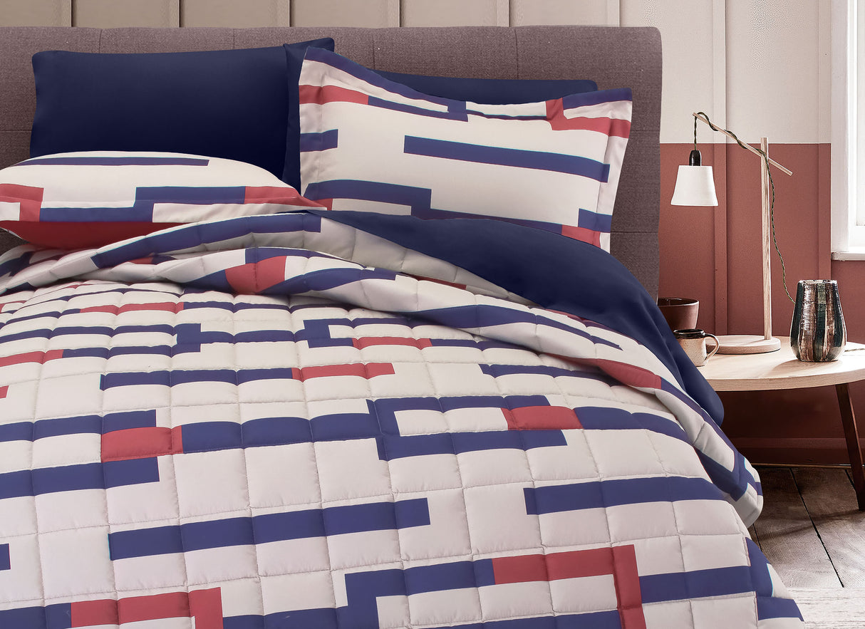 Coordinado Italo Azul (Colcha y Fundas decorativas)