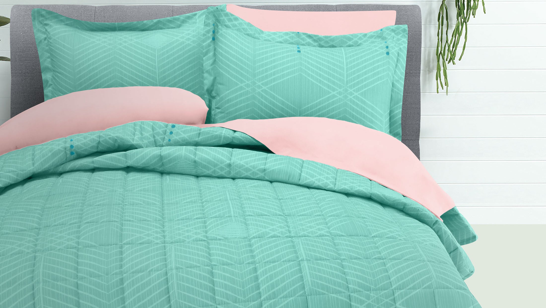 Coordinado Kenai Turquesa Individual | Colcha y Funda decorativa | Microfibra Ultrasuave*