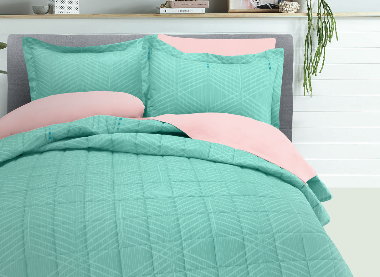 Coordinado Kenai Turquesa Individual | Colcha y Funda decorativa | Microfibra Ultrasuave*