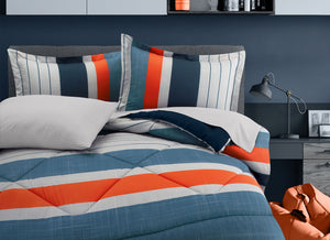 Coordinado Lukino Azul | Queen Size | Edredón y Fundas decorativas*